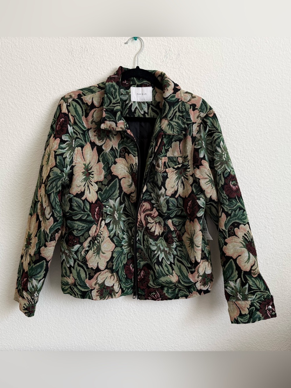 PacSun Floral Tapestry Bomber Jacket - Green/Mauve/Black